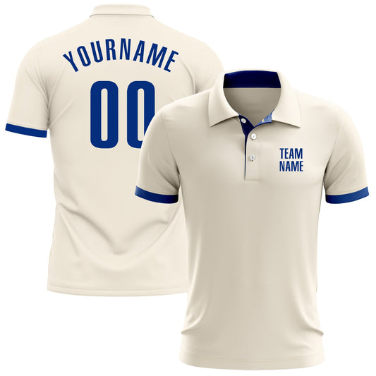 Custom Cream Royal Performance Golf Polo Shirt - Main View
