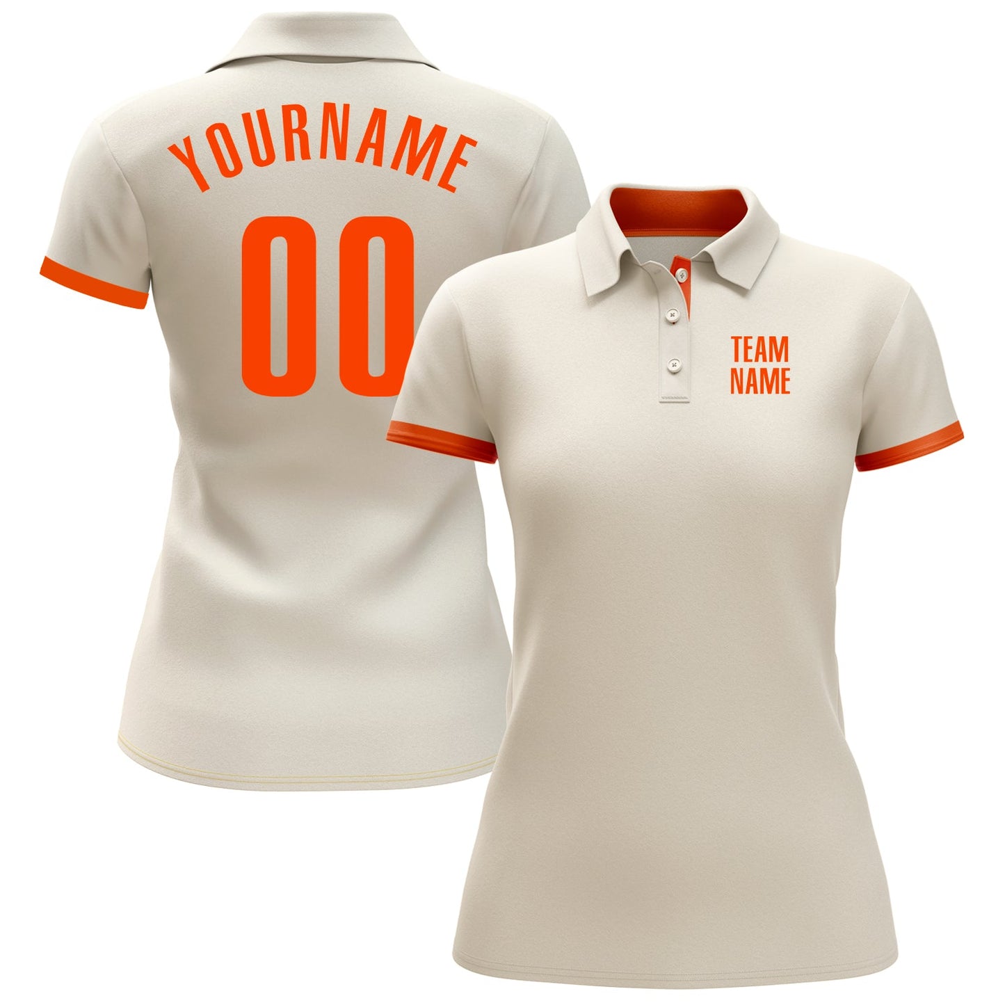 Custom Cream Orange Performance Golf Polo Shirt view 2