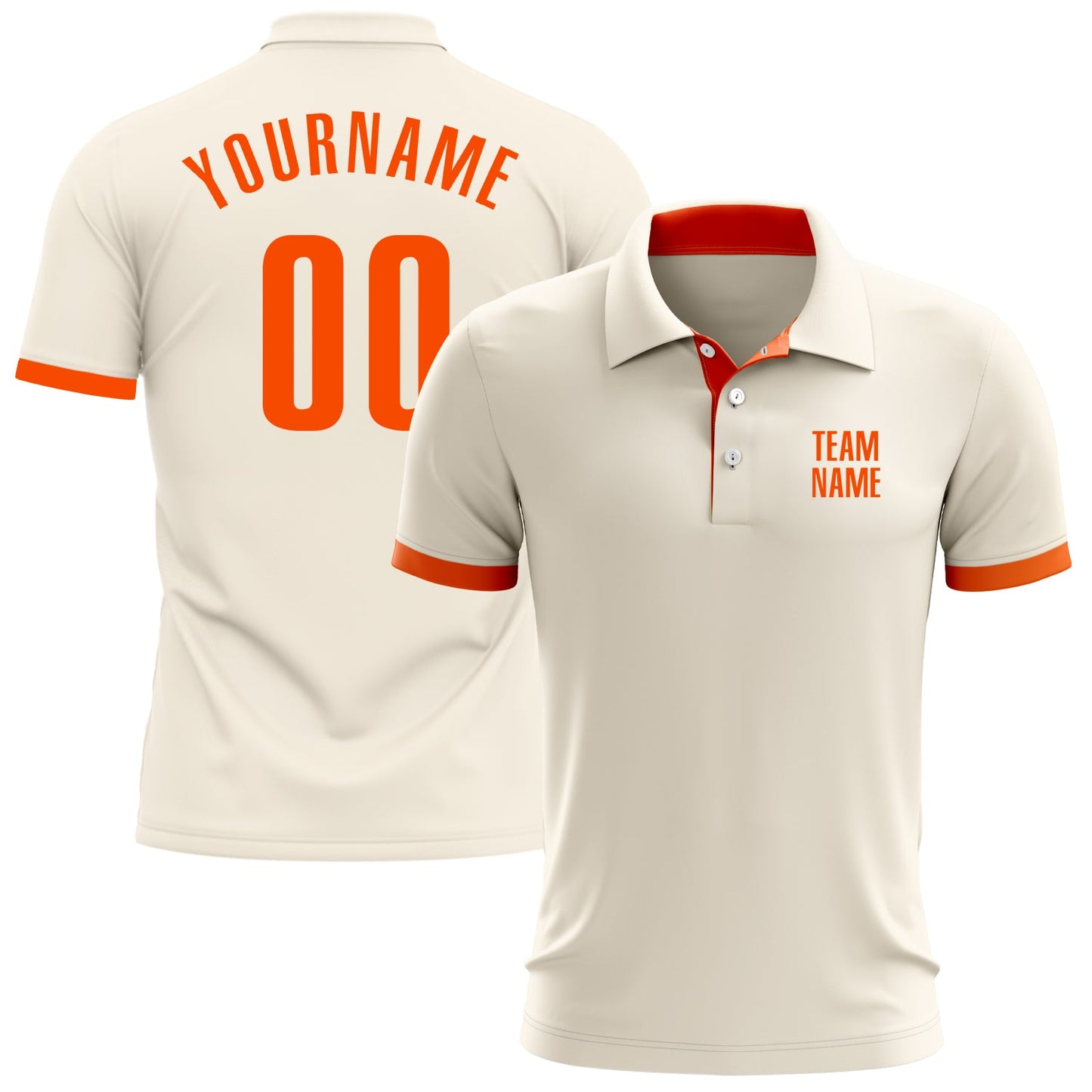 Custom Cream Orange Performance Golf Polo Shirt - Main View