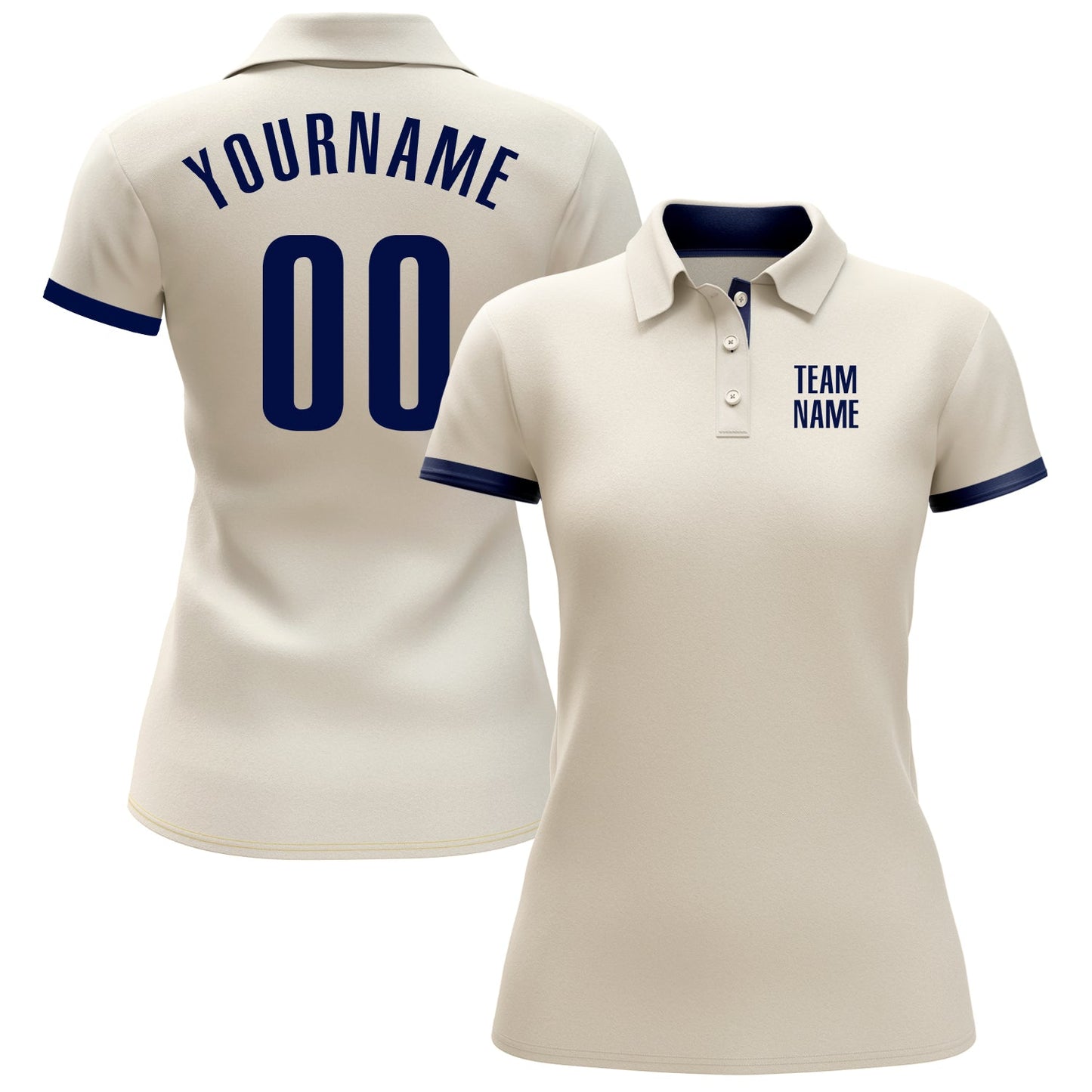 Custom Cream Navy Performance Golf Polo Shirt view 2