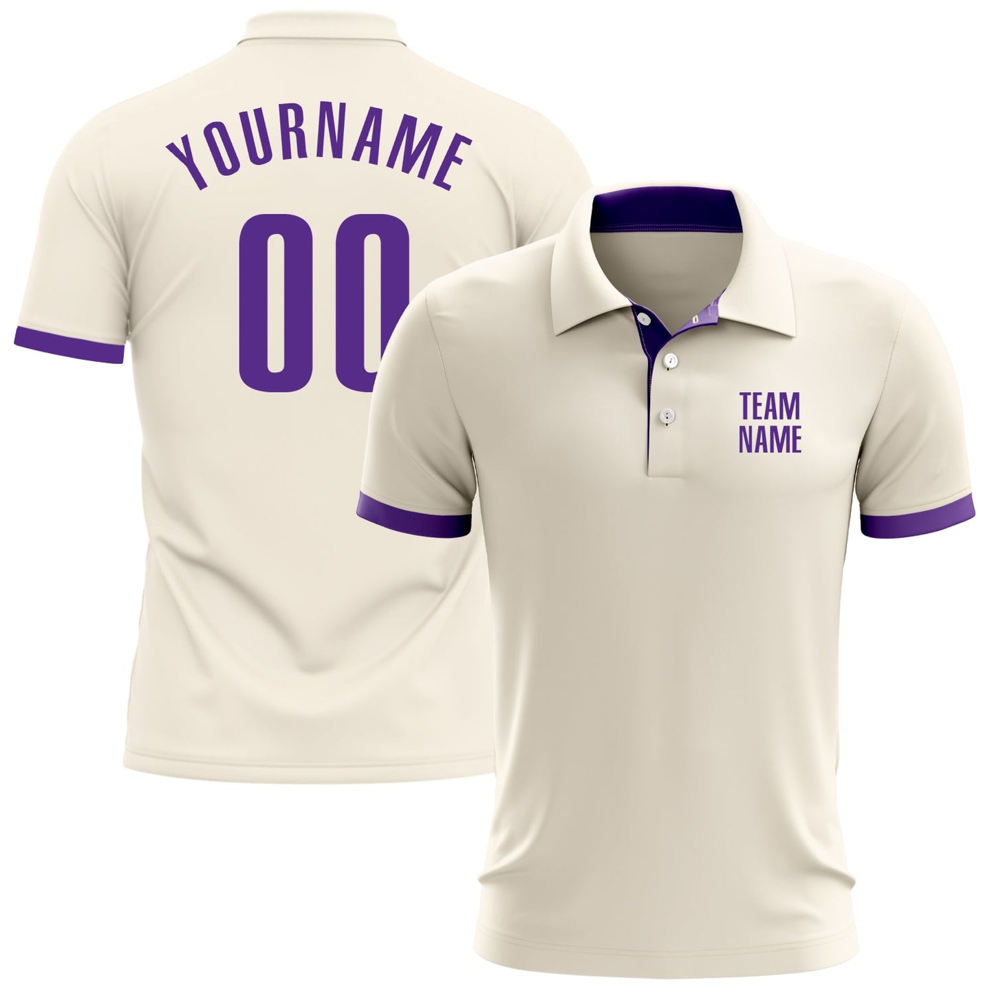 Custom Cream Purple Performance Golf Polo Shirt - Main View