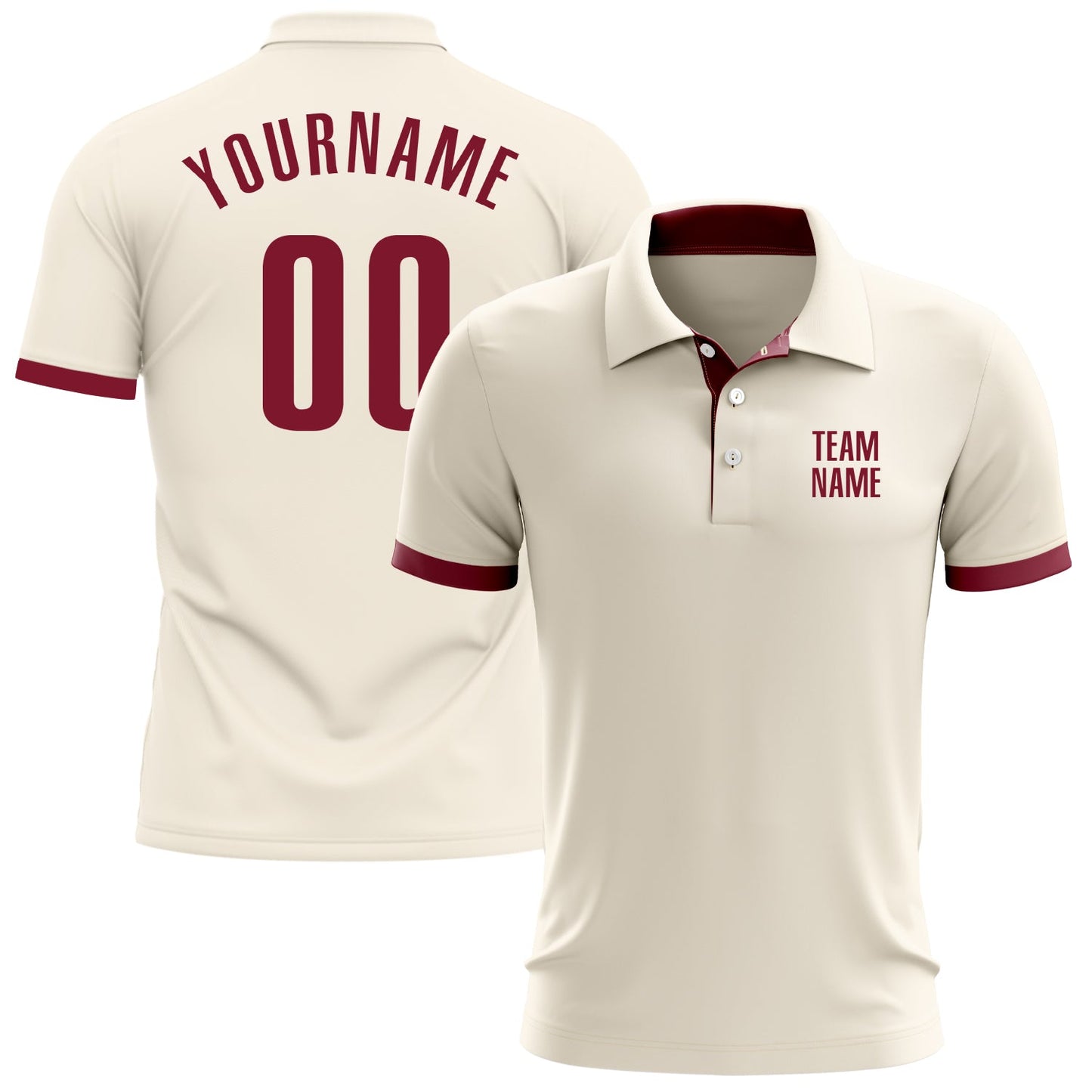 Custom Cream Crimson Performance Golf Polo Shirt - Main View