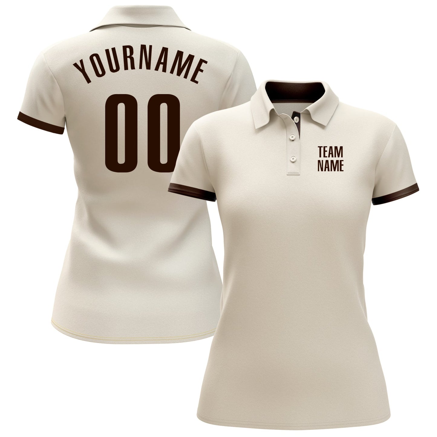 Custom Cream Brown Performance Golf Polo Shirt view 2