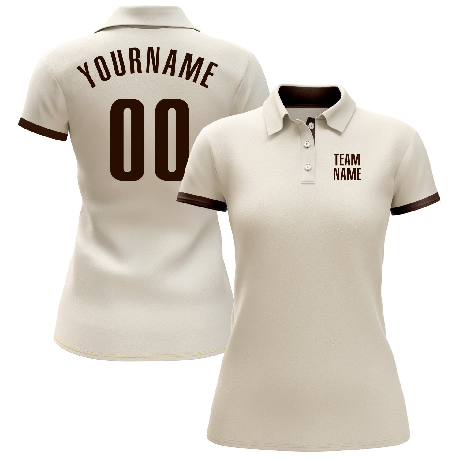 Custom Cream Brown Performance Golf Polo Shirt view 2