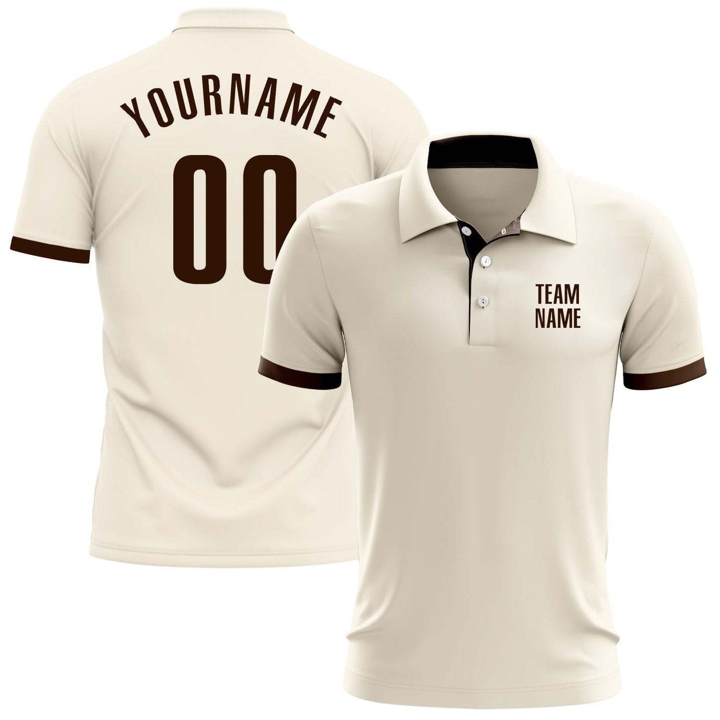 Custom Cream Brown Performance Golf Polo Shirt - Main View