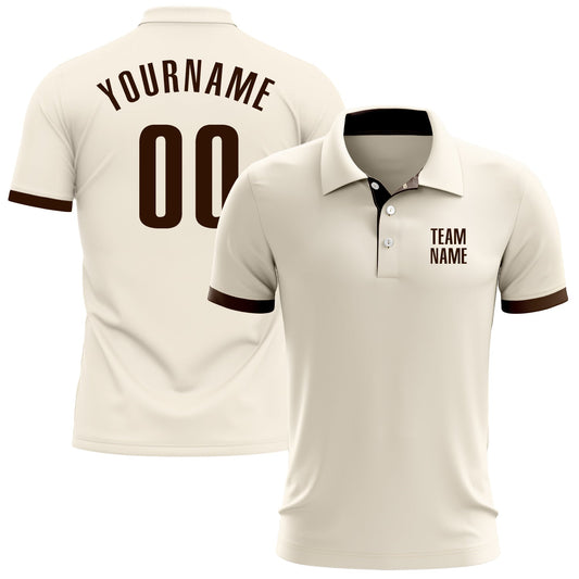 Custom Cream Brown Performance Golf Polo Shirt - Main View