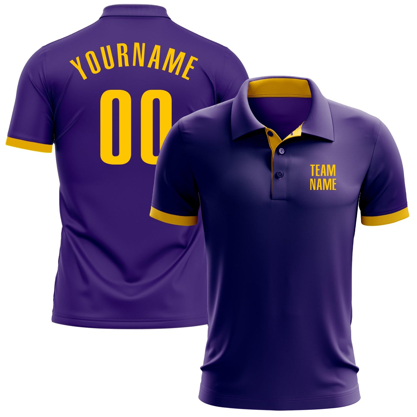 Custom Purple Yellow Performance Golf Polo Shirt - Main View