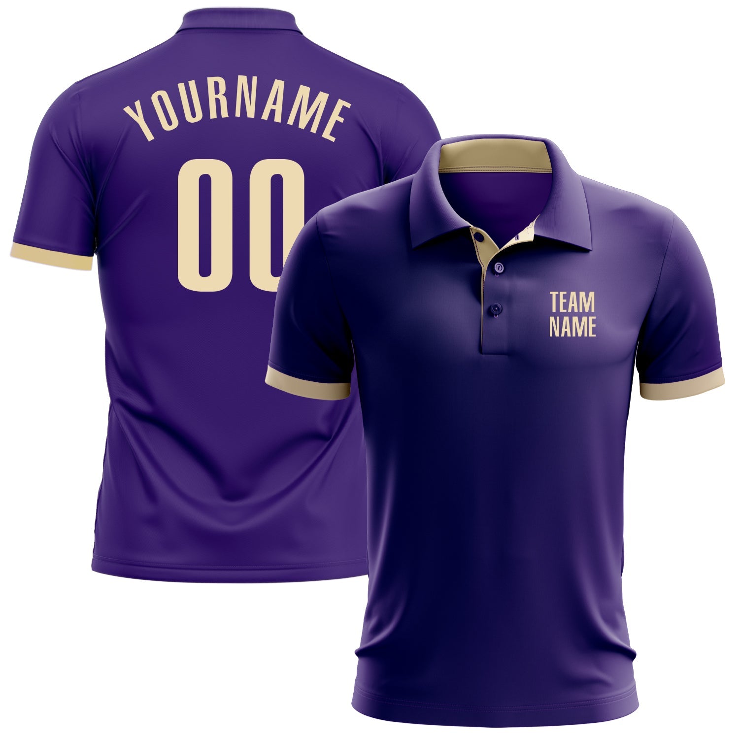 Custom Purple Cream Performance Golf Polo Shirt - Main View