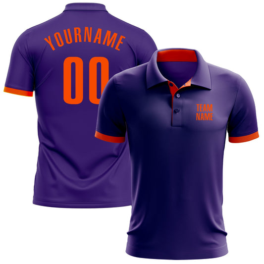 Custom Purple Orange Performance Golf Polo Shirt - Main View