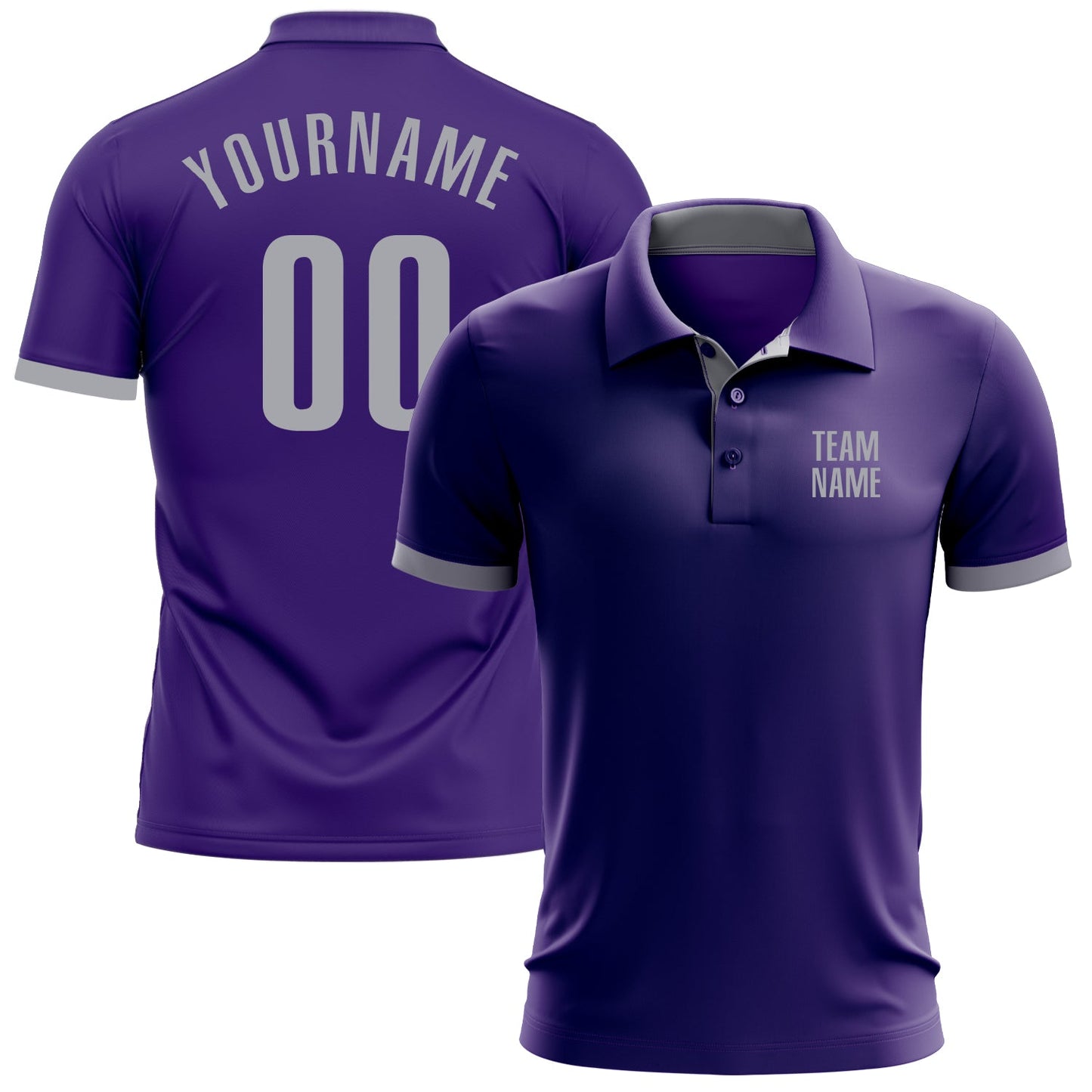 Custom Purple Gray Performance Golf Polo Shirt - Main View