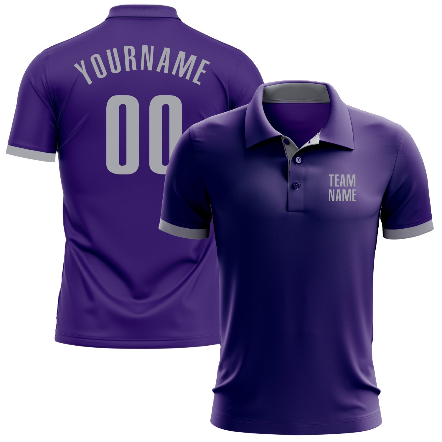 Custom Purple Gray Performance Golf Polo Shirt - Main View