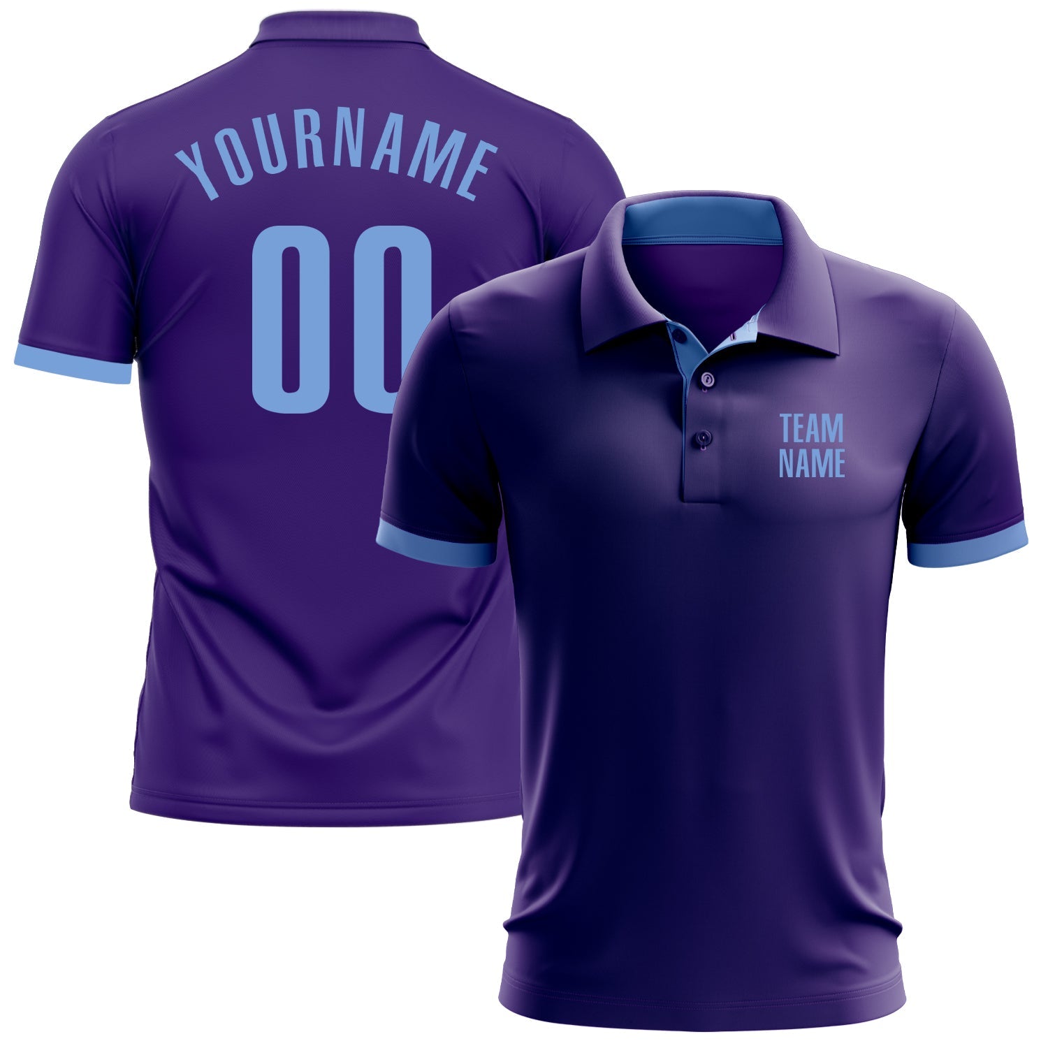 Custom Purple Light Blue Performance Golf Polo Shirt - Main View
