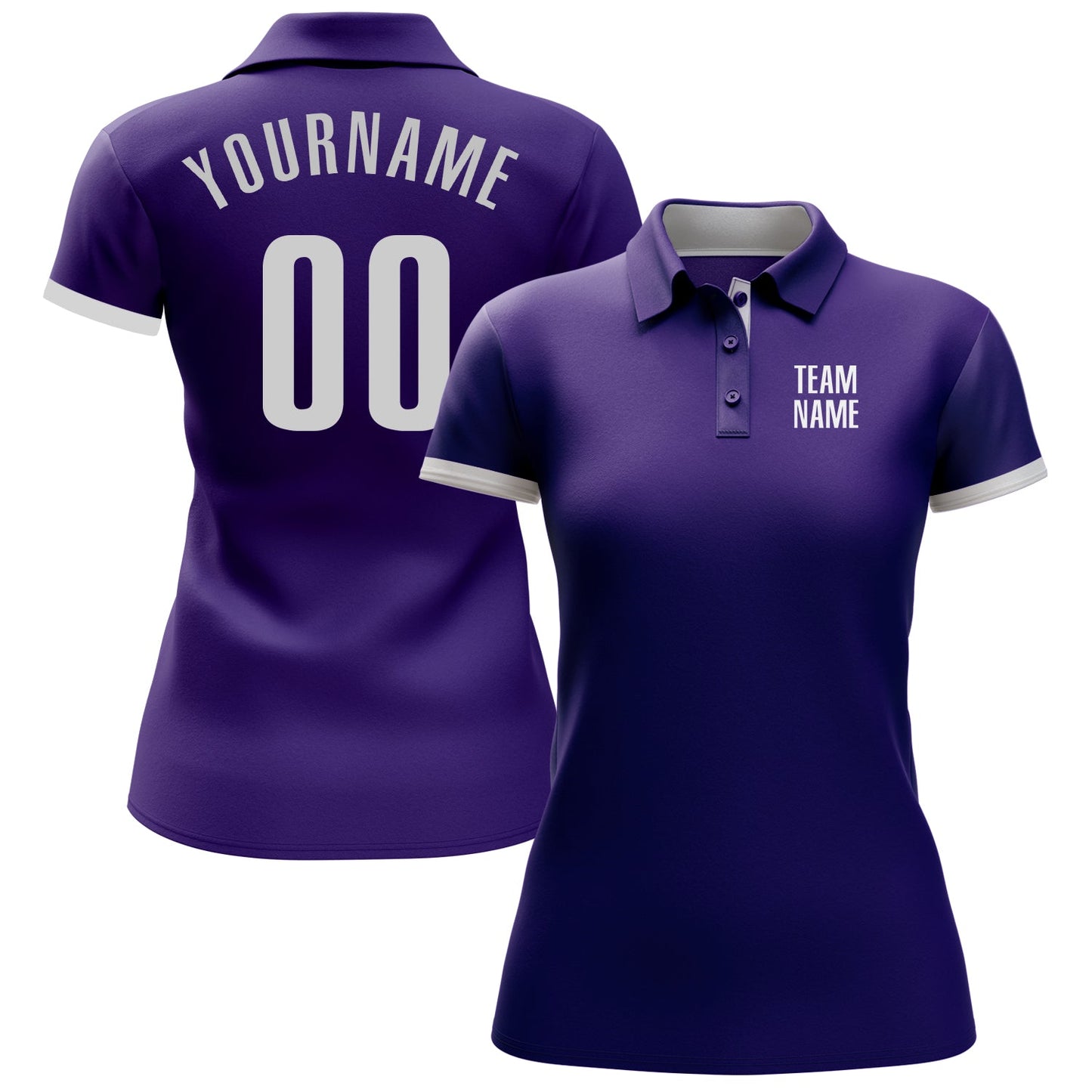 Custom Purple White Performance Golf Polo Shirt view 2