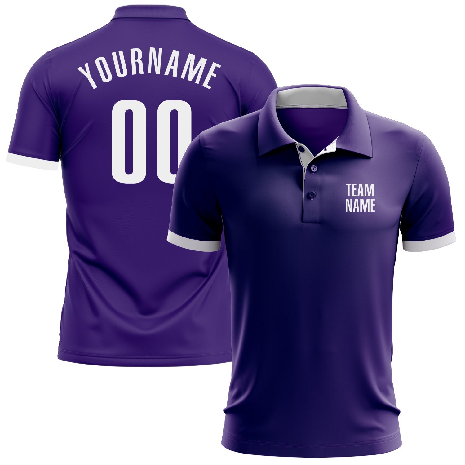 Custom Purple White Performance Golf Polo Shirt - Main View