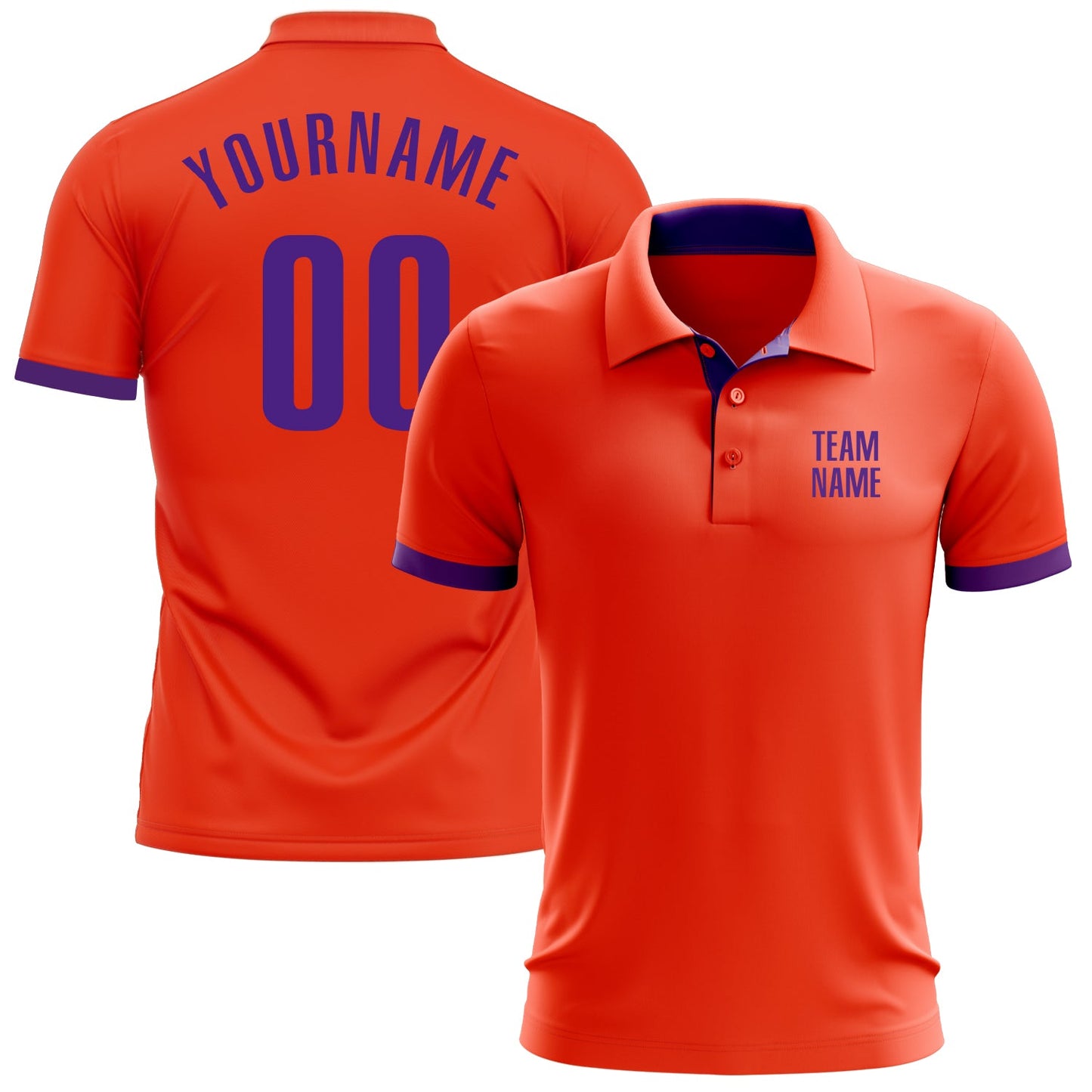 Custom Orange Purple Performance Golf Polo Shirt - Main View