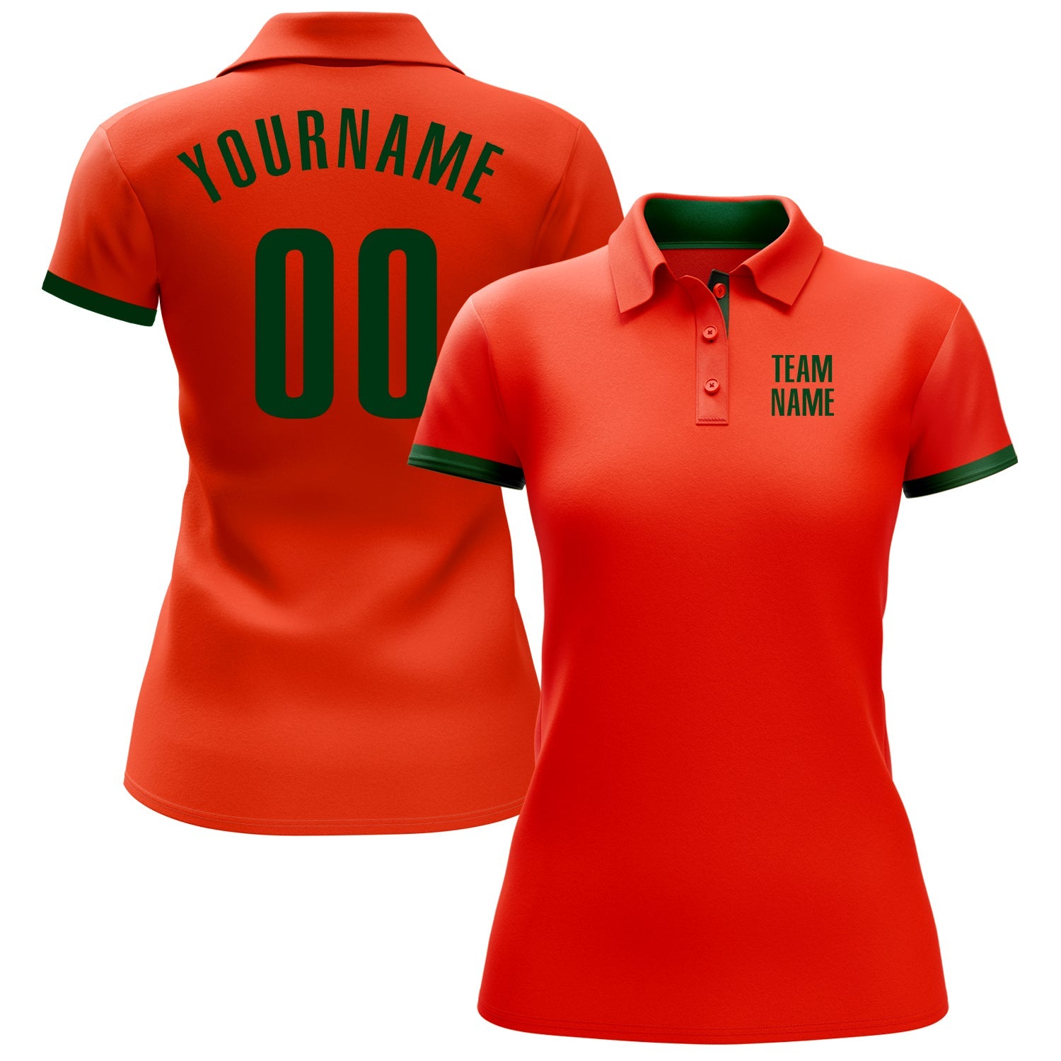 Custom Orange Green Performance Golf Polo Shirt view 2