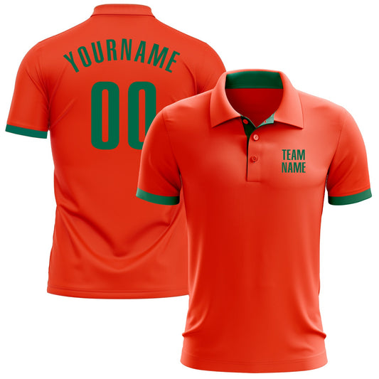 Custom Orange Kelly Green Performance Golf Polo Shirt - Main View
