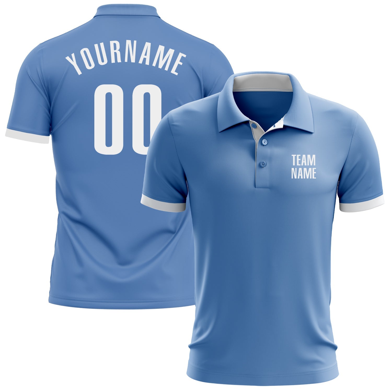 Custom Light Blue White Performance Golf Polo Shirt - Main View