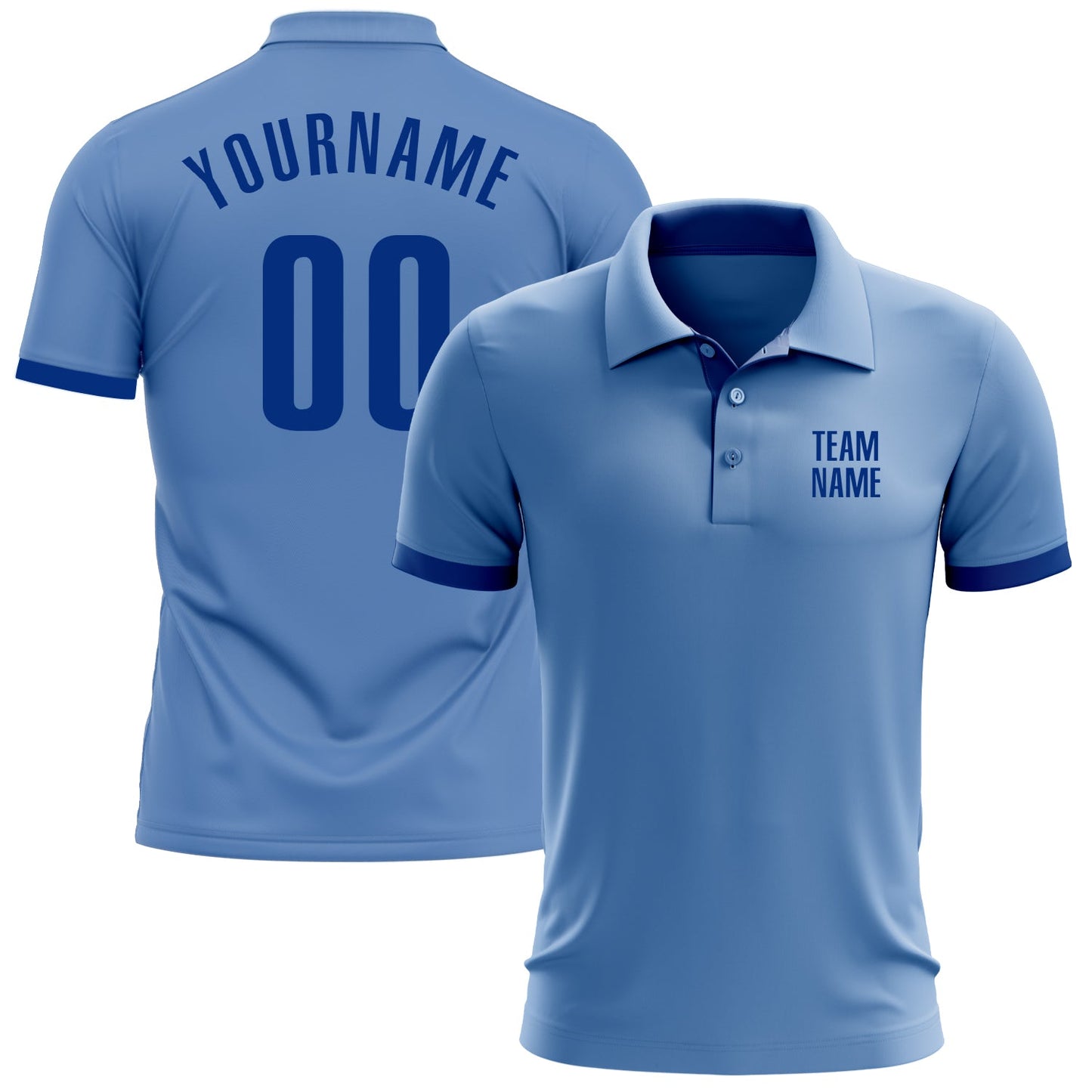 Custom Light Blue Royal Performance Golf Polo Shirt - Main View