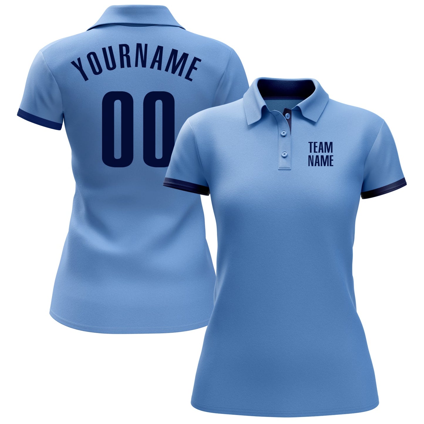 Custom Light Blue Navy Performance Golf Polo Shirt view 2