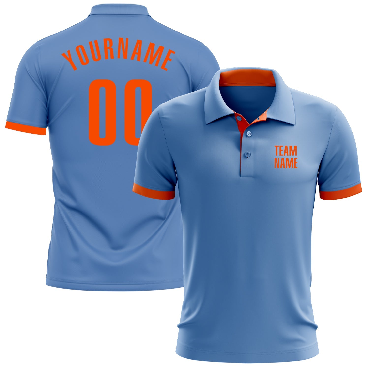 Custom Light Blue Orange Performance Golf Polo Shirt - Main View
