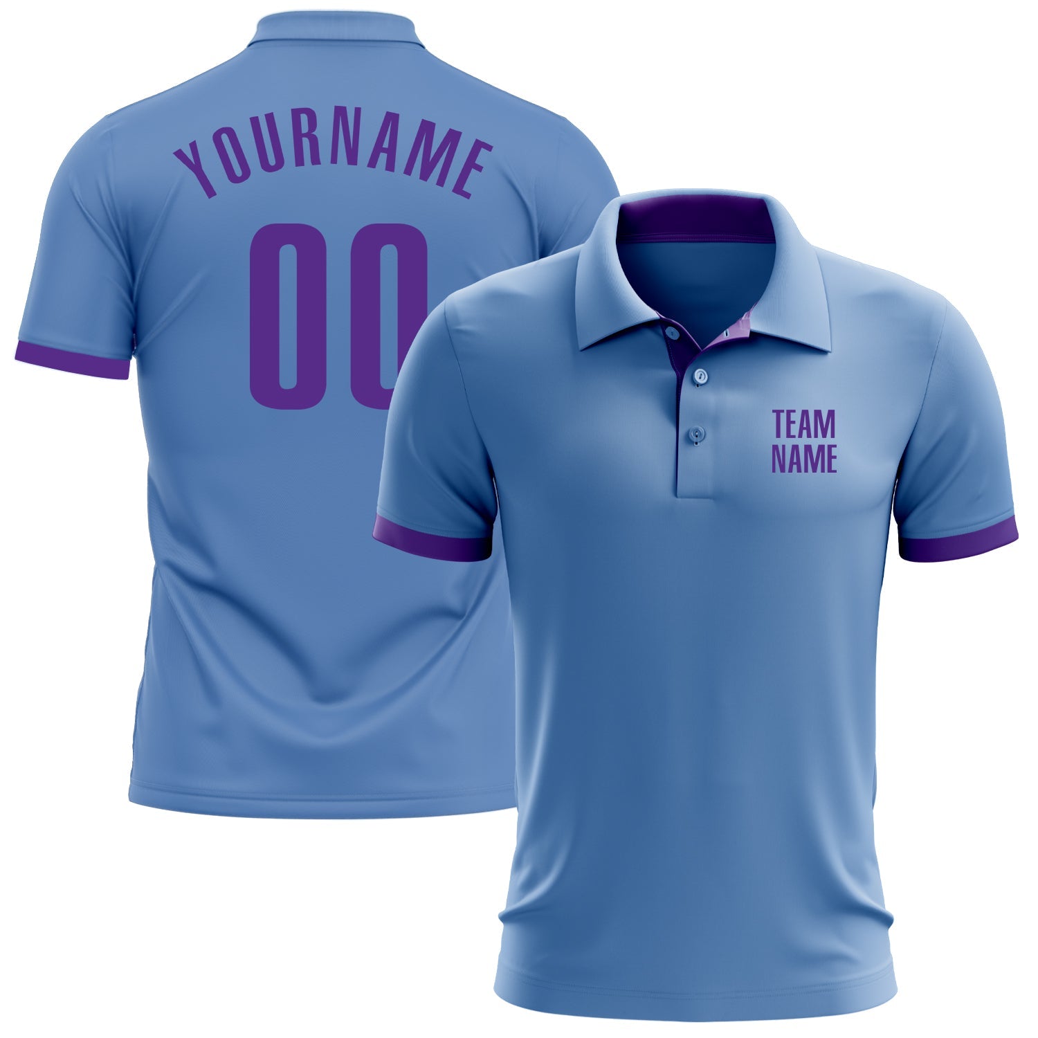 Custom Light Blue Purple Performance Golf Polo Shirt - Main View