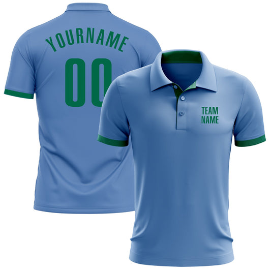 Custom Light Blue Kelly Green Performance Golf Polo Shirt - Main View