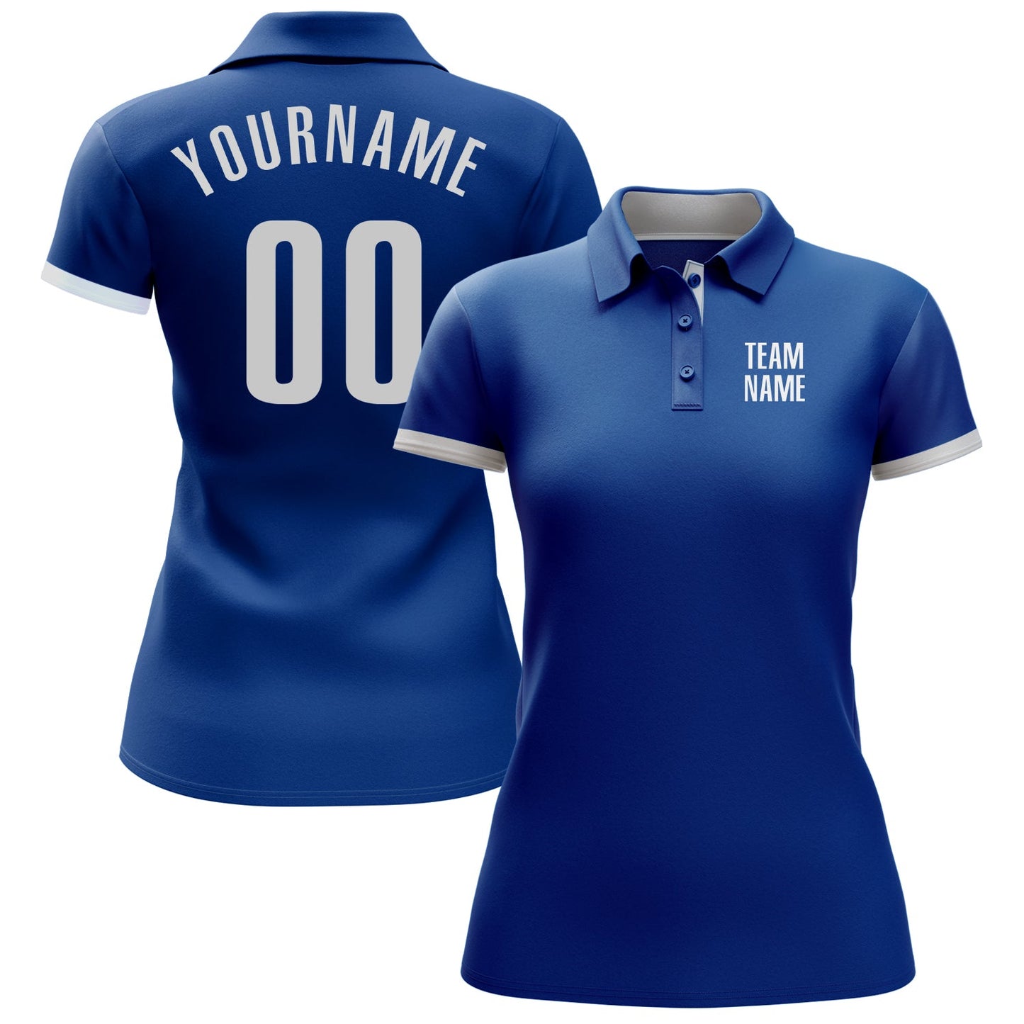 Custom Royal White Performance Golf Polo Shirt view 2