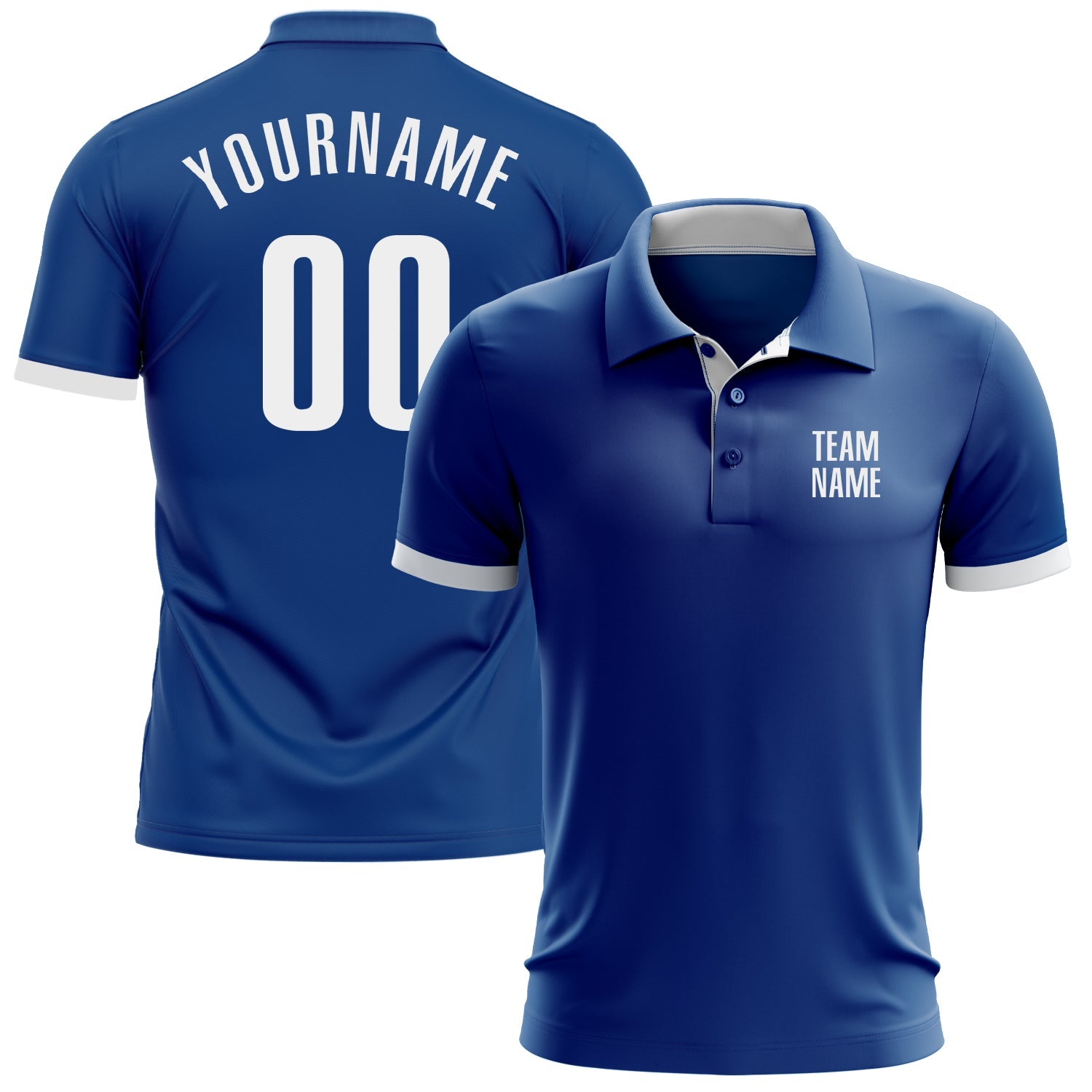 Custom Royal White Performance Golf Polo Shirt - Main View