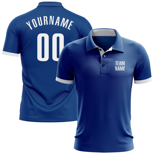 Custom Royal White Performance Golf Polo Shirt - Main View