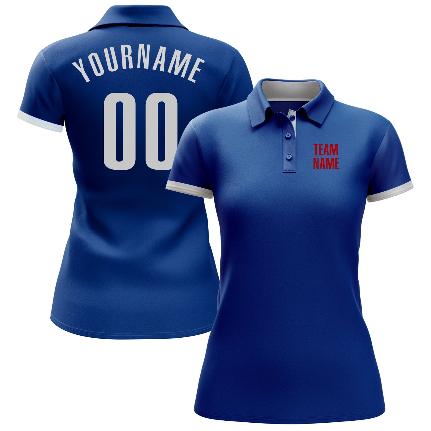 Custom Royal White-Red Performance Golf Polo Shirt view 2