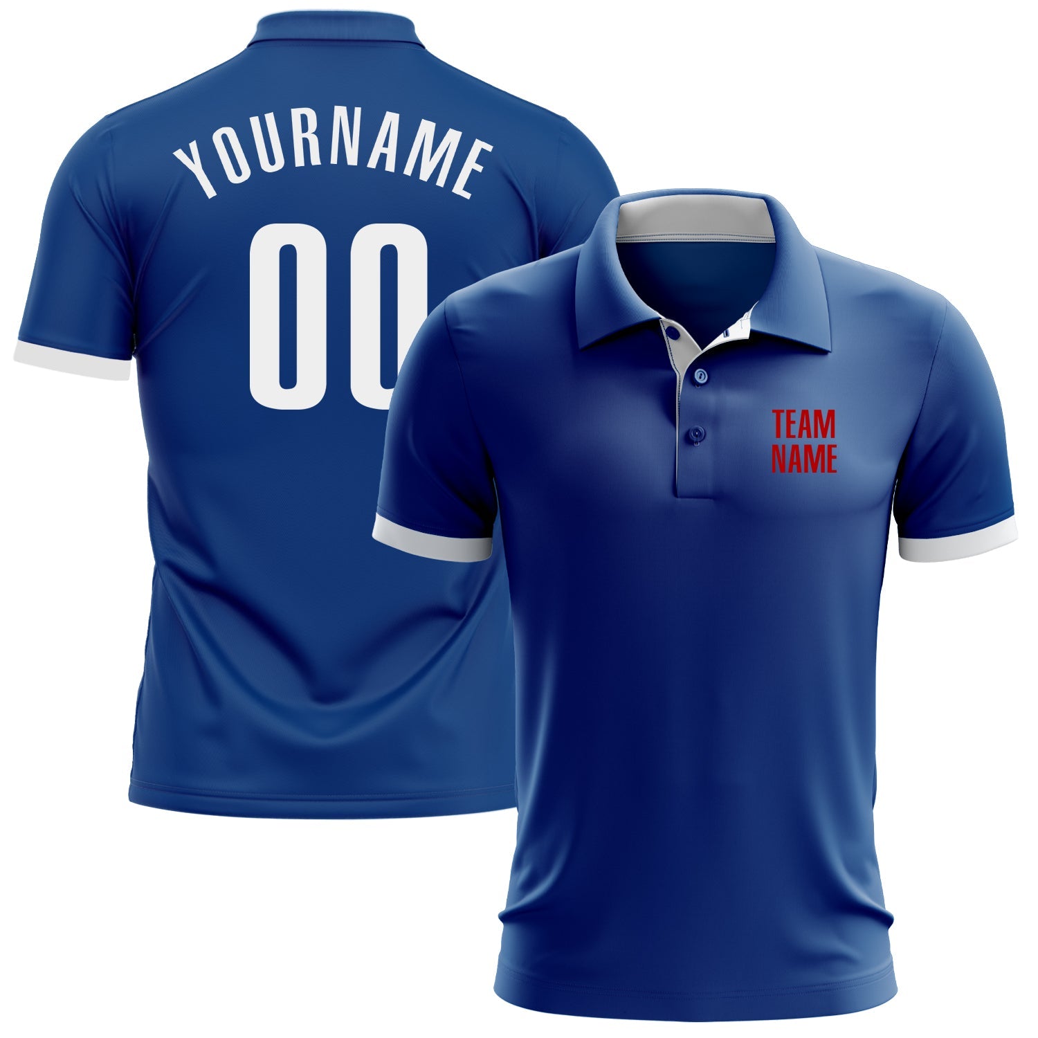 Custom Royal White-Red Performance Golf Polo Shirt - Main View