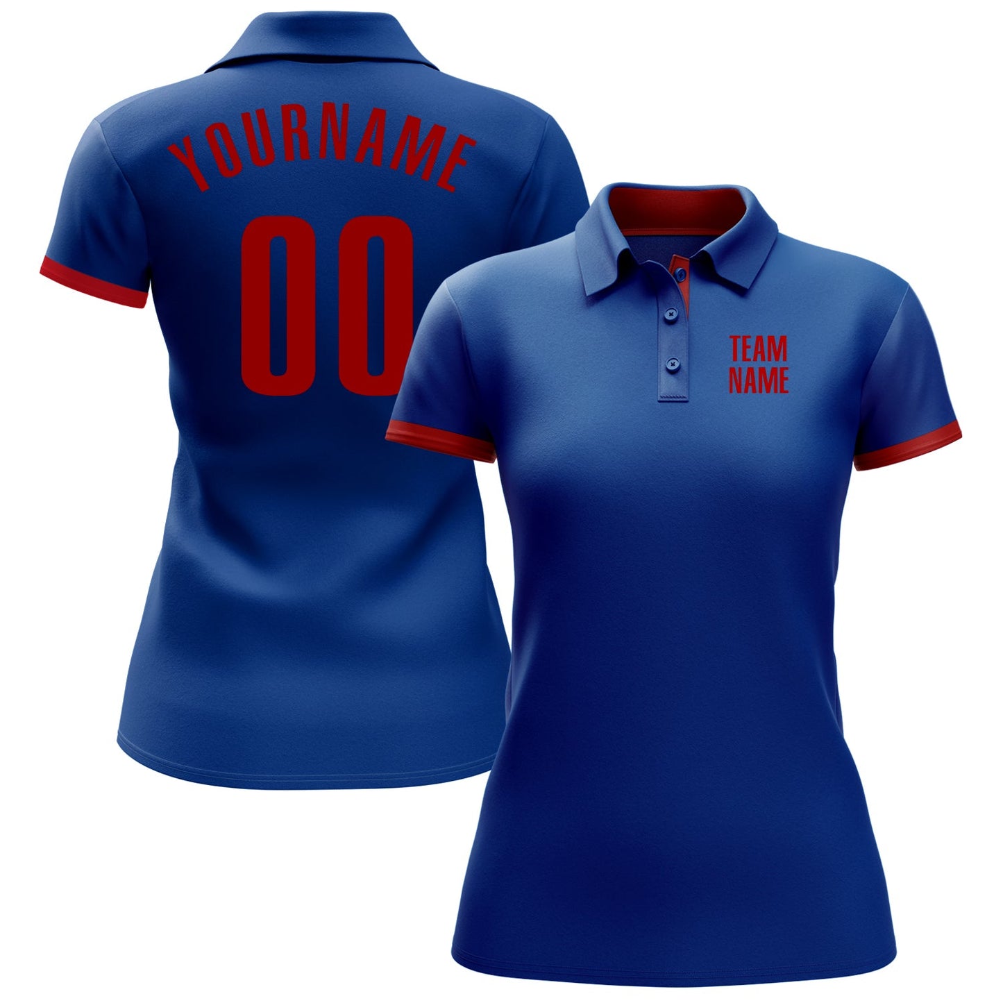 Custom Royal Red Performance Golf Polo Shirt view 2