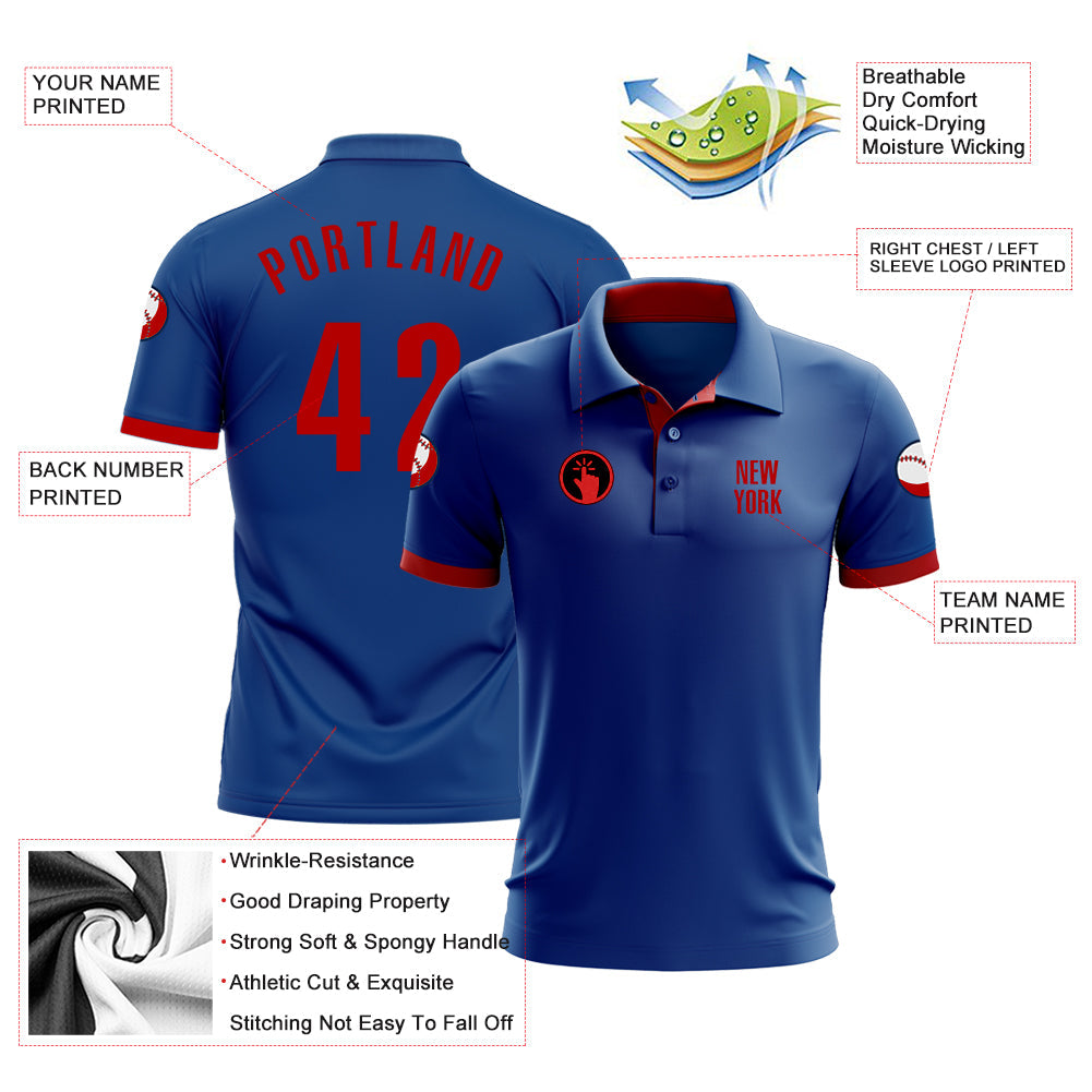 Custom Royal Red Performance Golf Polo Shirt view 3