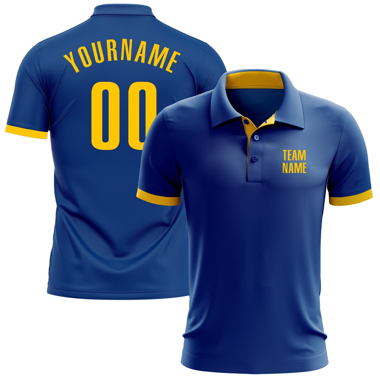 Custom Royal Yellow Performance Golf Polo Shirt - Main View