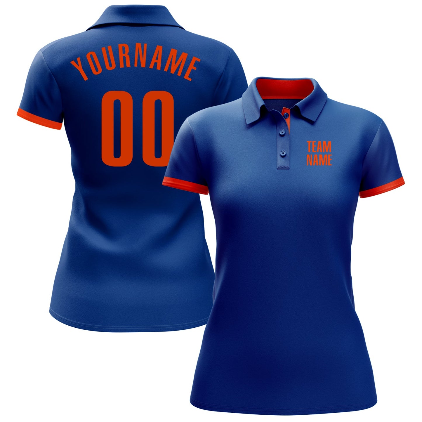 Custom Royal Orange Performance Golf Polo Shirt view 2