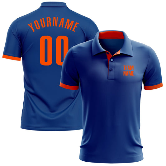 Custom Royal Orange Performance Golf Polo Shirt - Main View