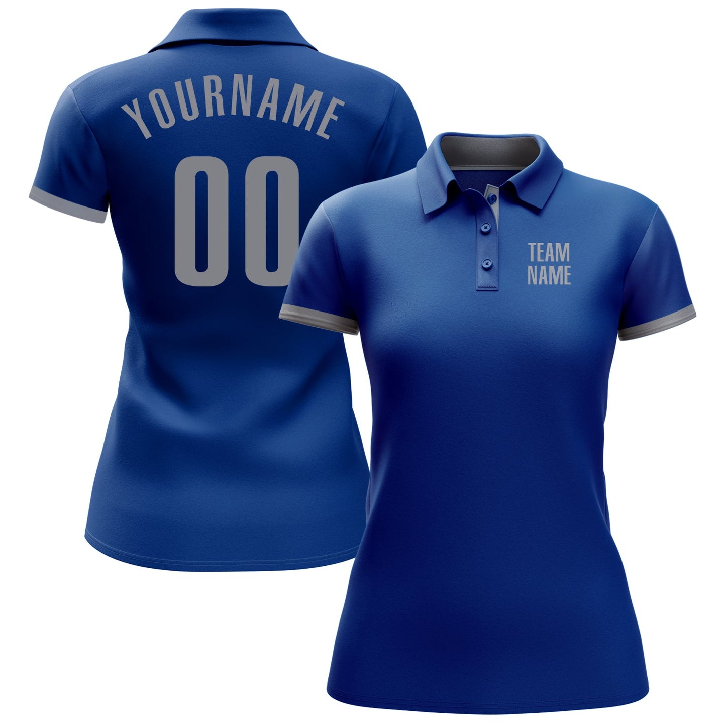 Custom Royal Gray Performance Golf Polo Shirt view 2