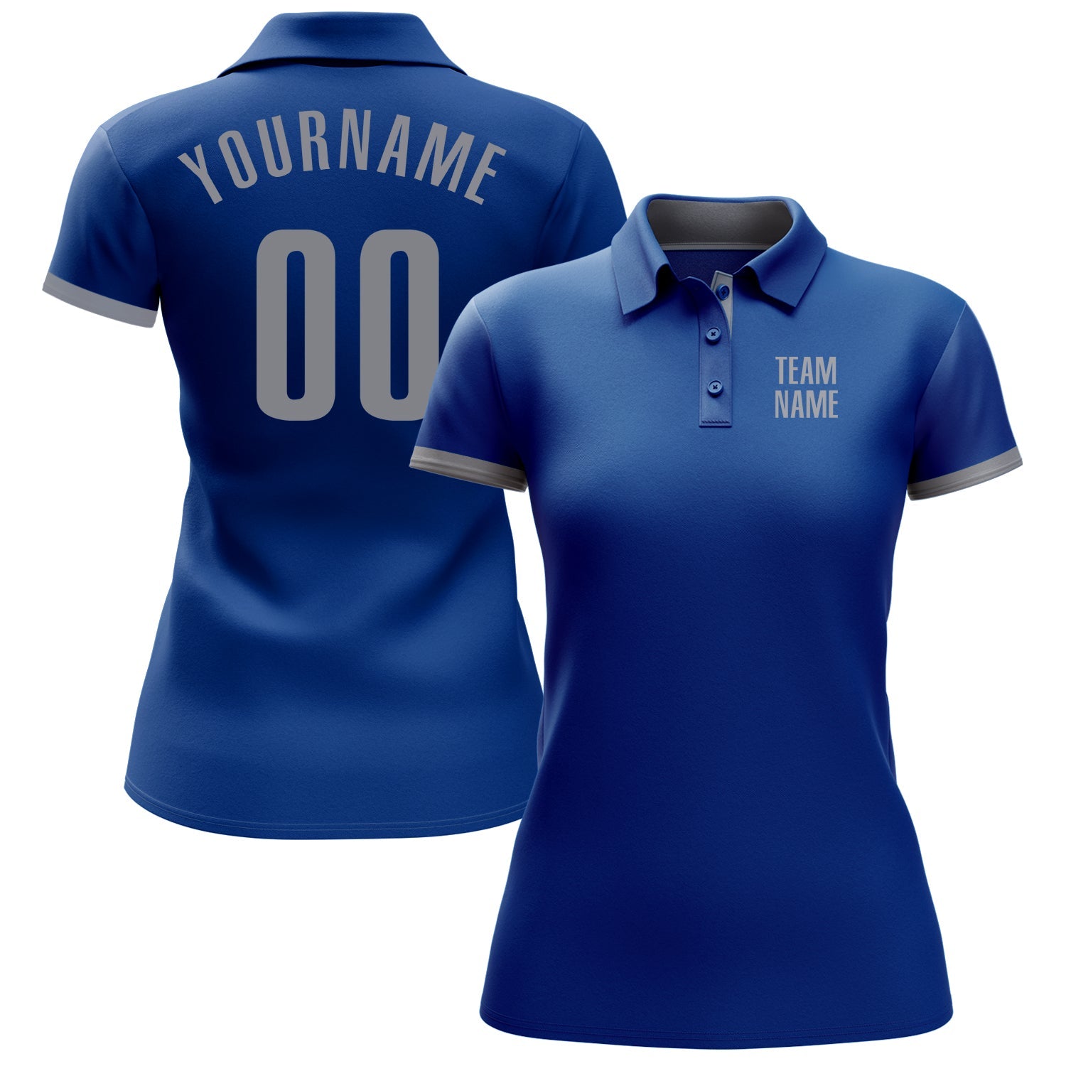 Custom Royal Gray Performance Golf Polo Shirt view 2
