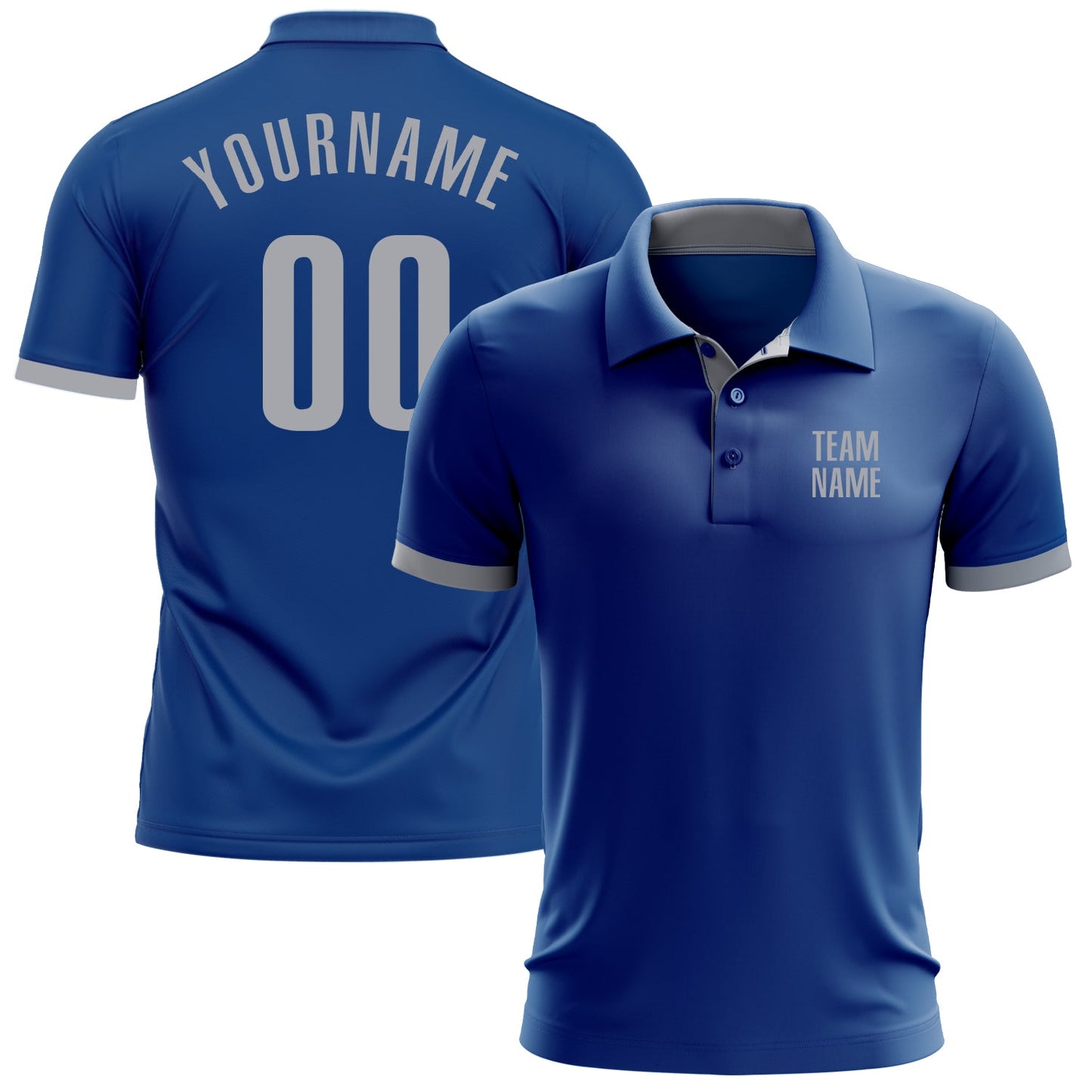 Custom Royal Gray Performance Golf Polo Shirt - Main View