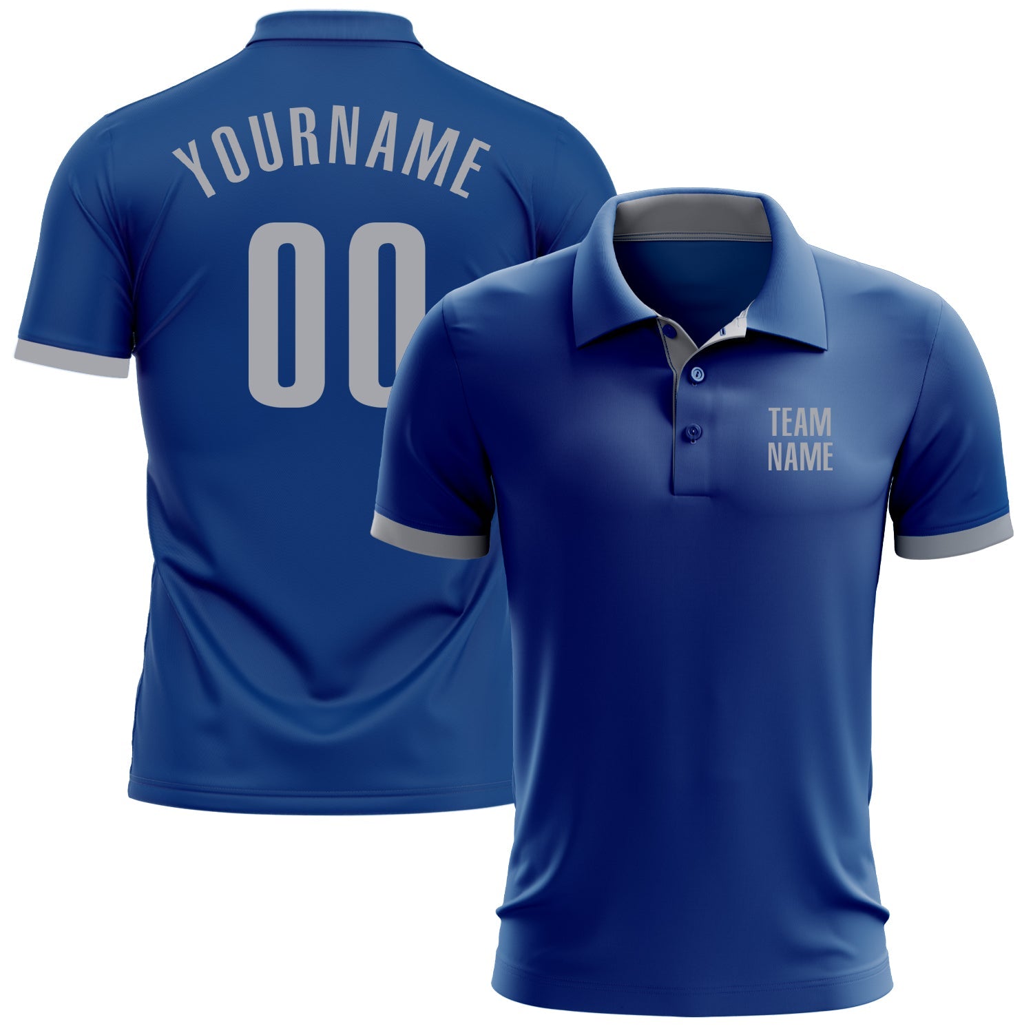 Custom Royal Gray Performance Golf Polo Shirt - Main View