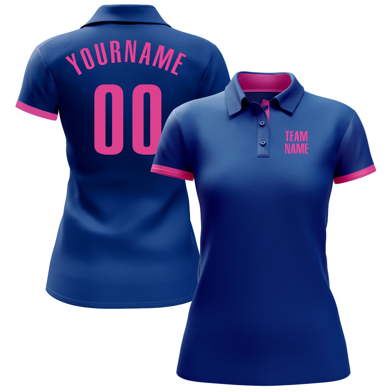 Custom Royal Pink Performance Golf Polo Shirt view 2
