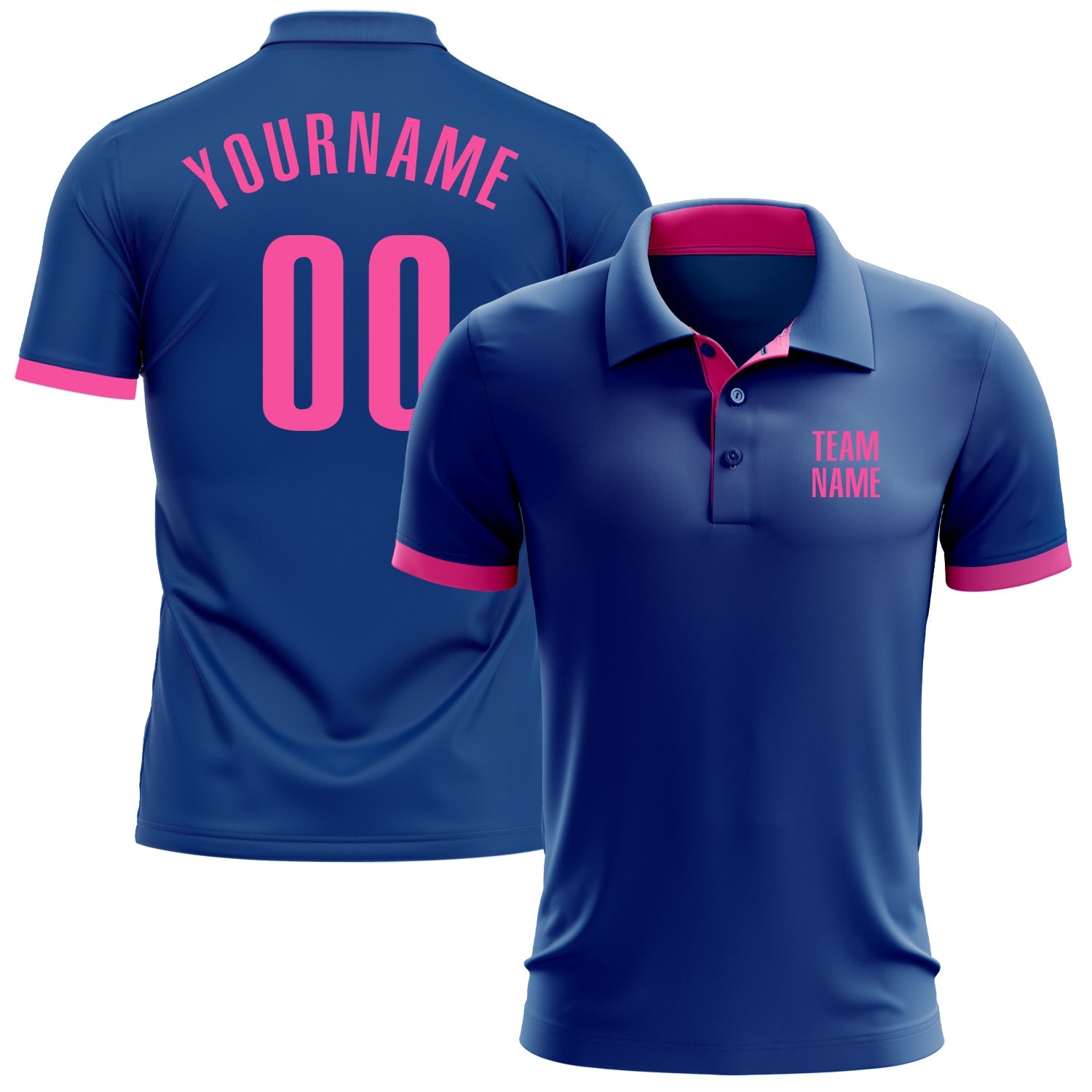 Custom Royal Pink Performance Golf Polo Shirt - Main View