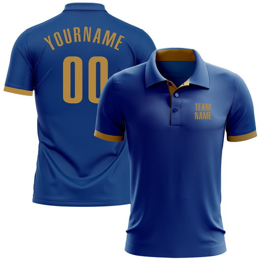 Custom Royal Old Gold Performance Golf Polo Shirt - Main View