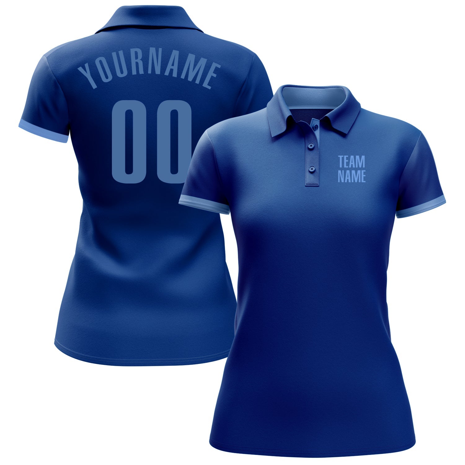 Custom Royal Light Blue Performance Golf Polo Shirt view 2