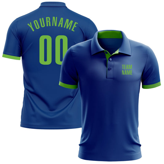 Custom Royal Neon Green Performance Golf Polo Shirt - Main View