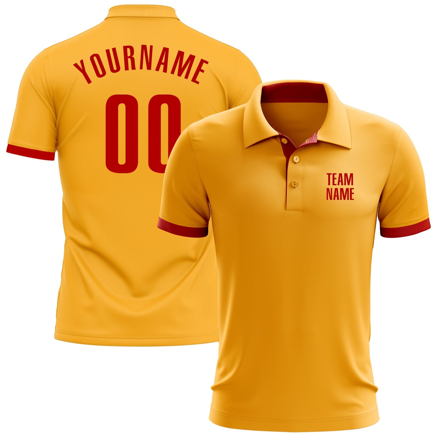 Custom Gold Red Performance Golf Polo Shirt - Main View