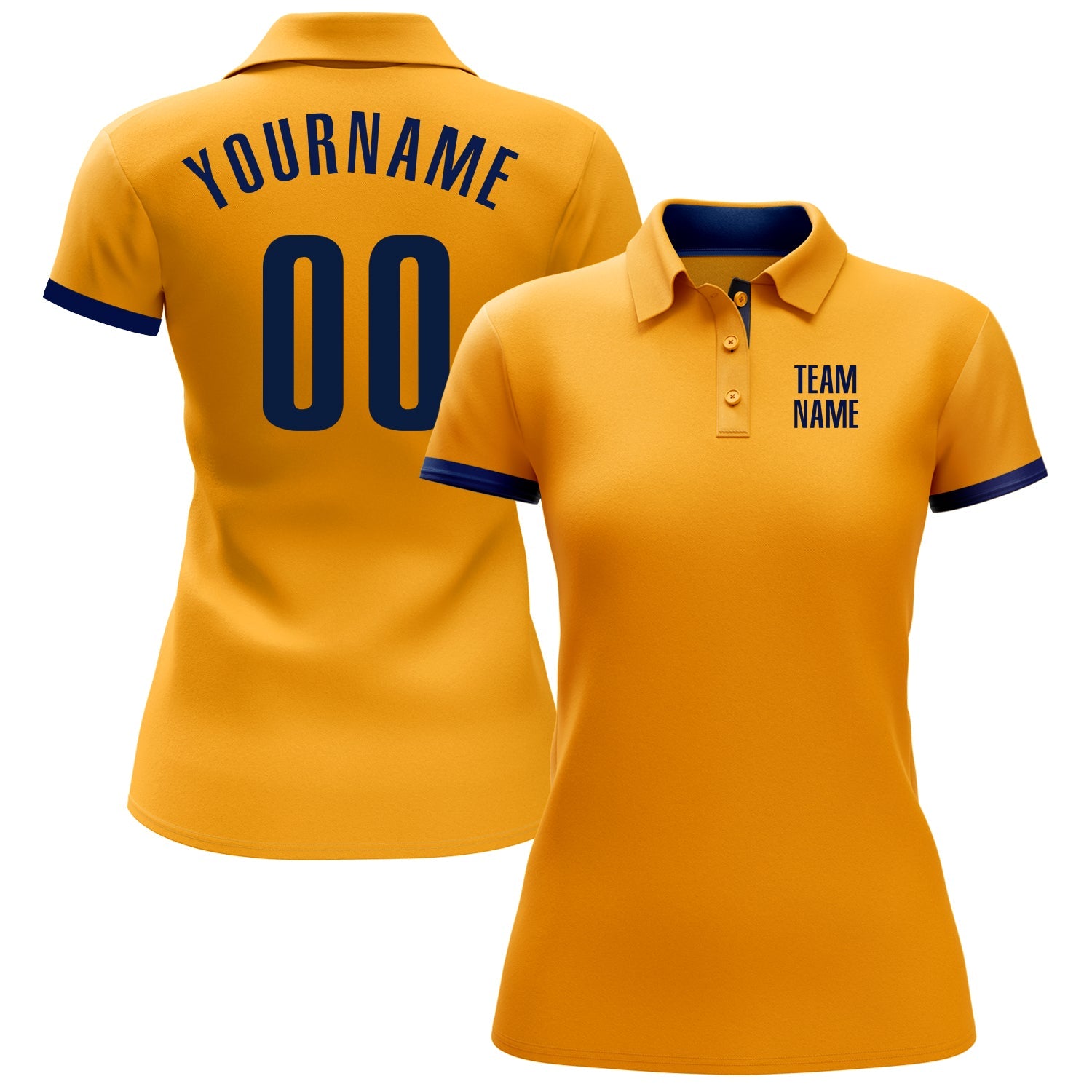Custom Gold Navy Performance Golf Polo Shirt view 2