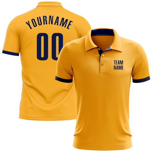 Custom Gold Navy Performance Golf Polo Shirt - Main View