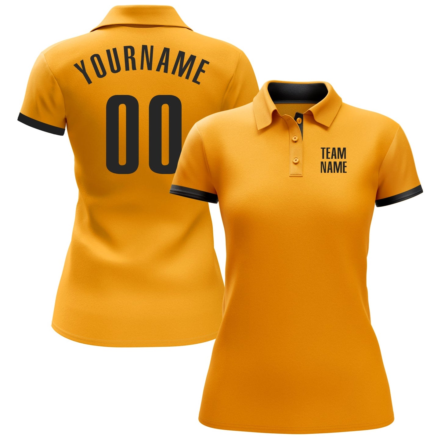 Custom Gold Black Performance Golf Polo Shirt view 2